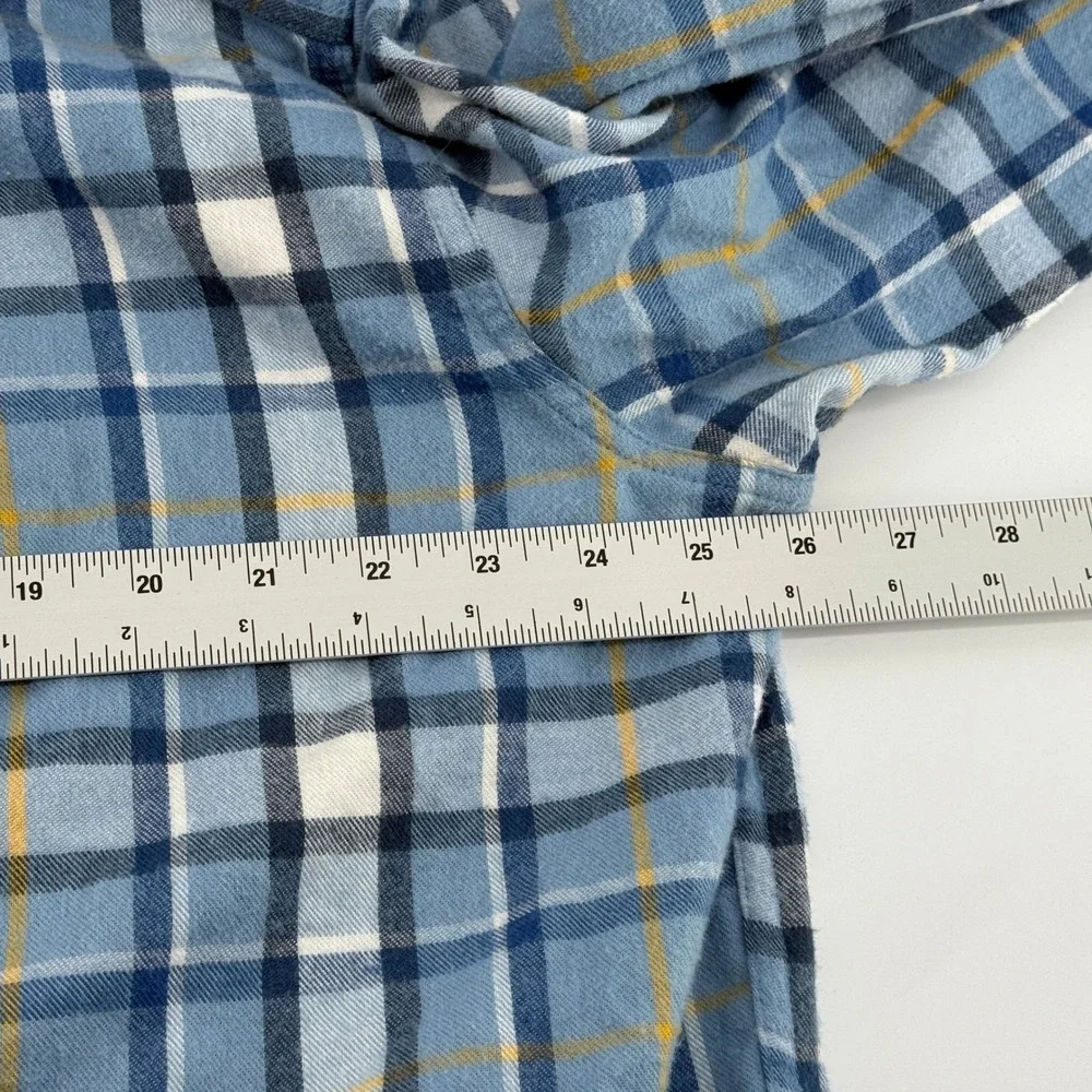LLBean Flannel Shirt Mens XL Reg Traditional Fit Plaid  Long Sleeve‎ Cotton Blue